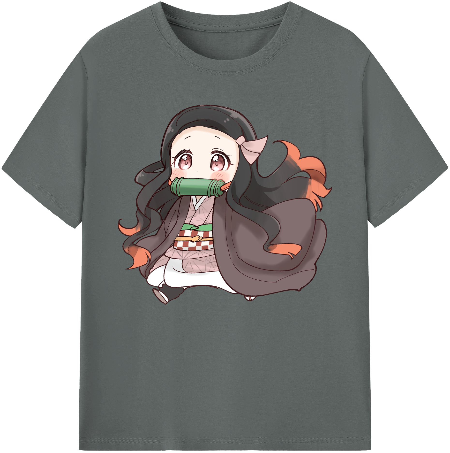 （画像用） 鬼滅の刃（きめつのやいば）竈門 禰󠄀豆子／かまど ねずこ Kamado Nezuko 綿100％ メンズ半袖Tシャツ｜肌触りやわらか＆通気性